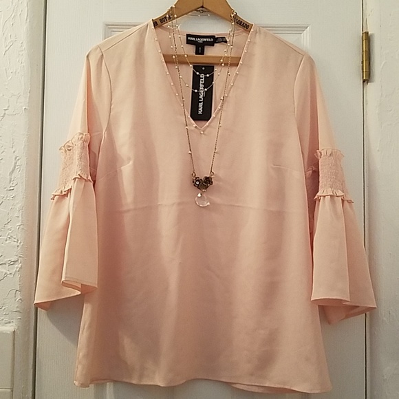KARL LARGERFELD PARIS | Peachy Pearly Peasant Top - Picture 4 of 9